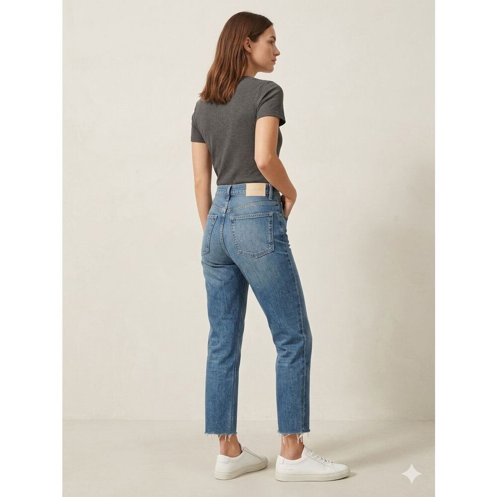 Everlane The Cheeky Jean High Rise Straight Leg Crop Blue Denim Size 24